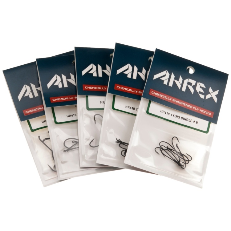 Ahrex Hr410 Single #1/0 Fly Tying Hooks Classic Up Eye Black Hook